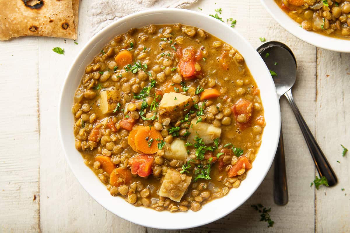 lentil stew with slow roasted pork