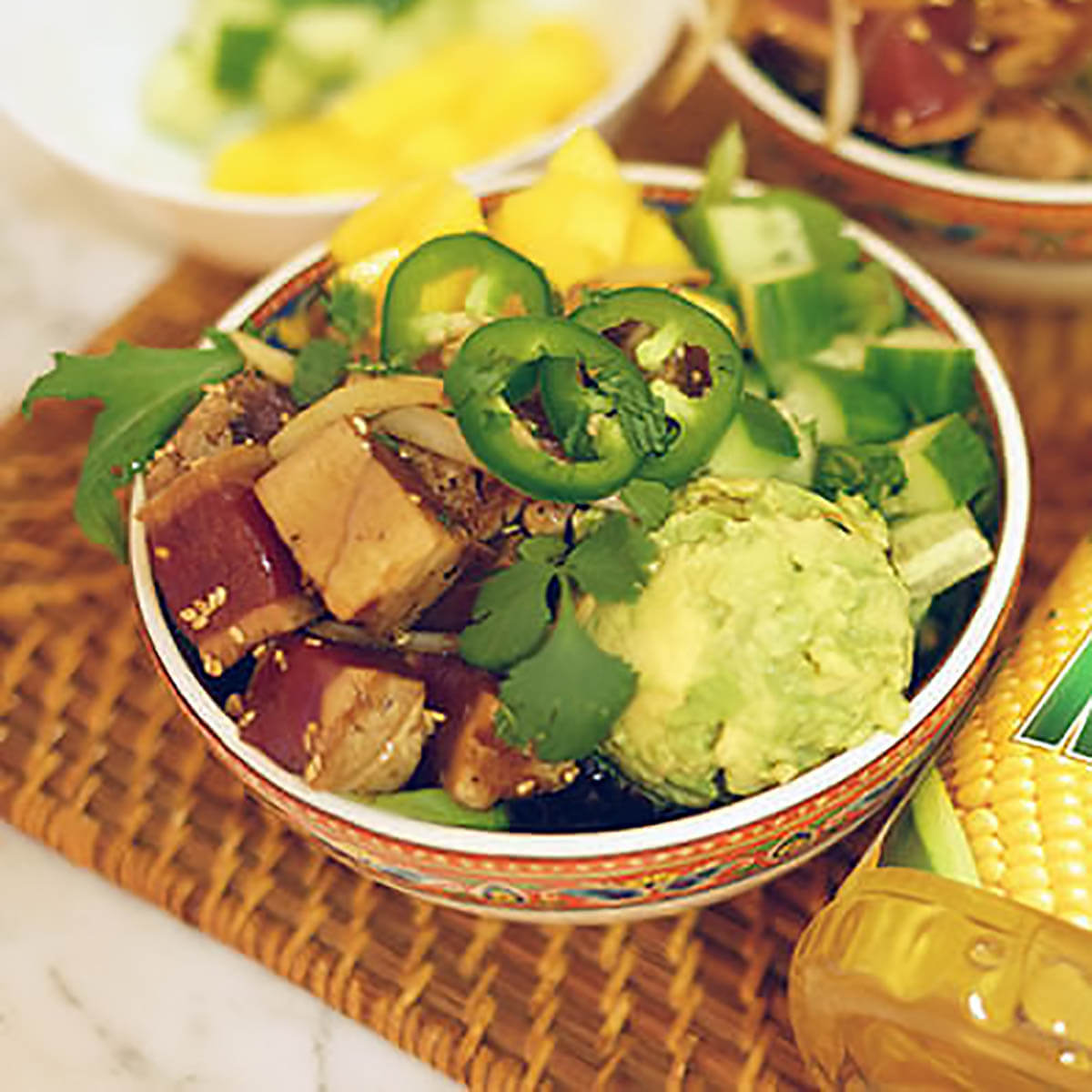 mango poke salad of fresh tuna