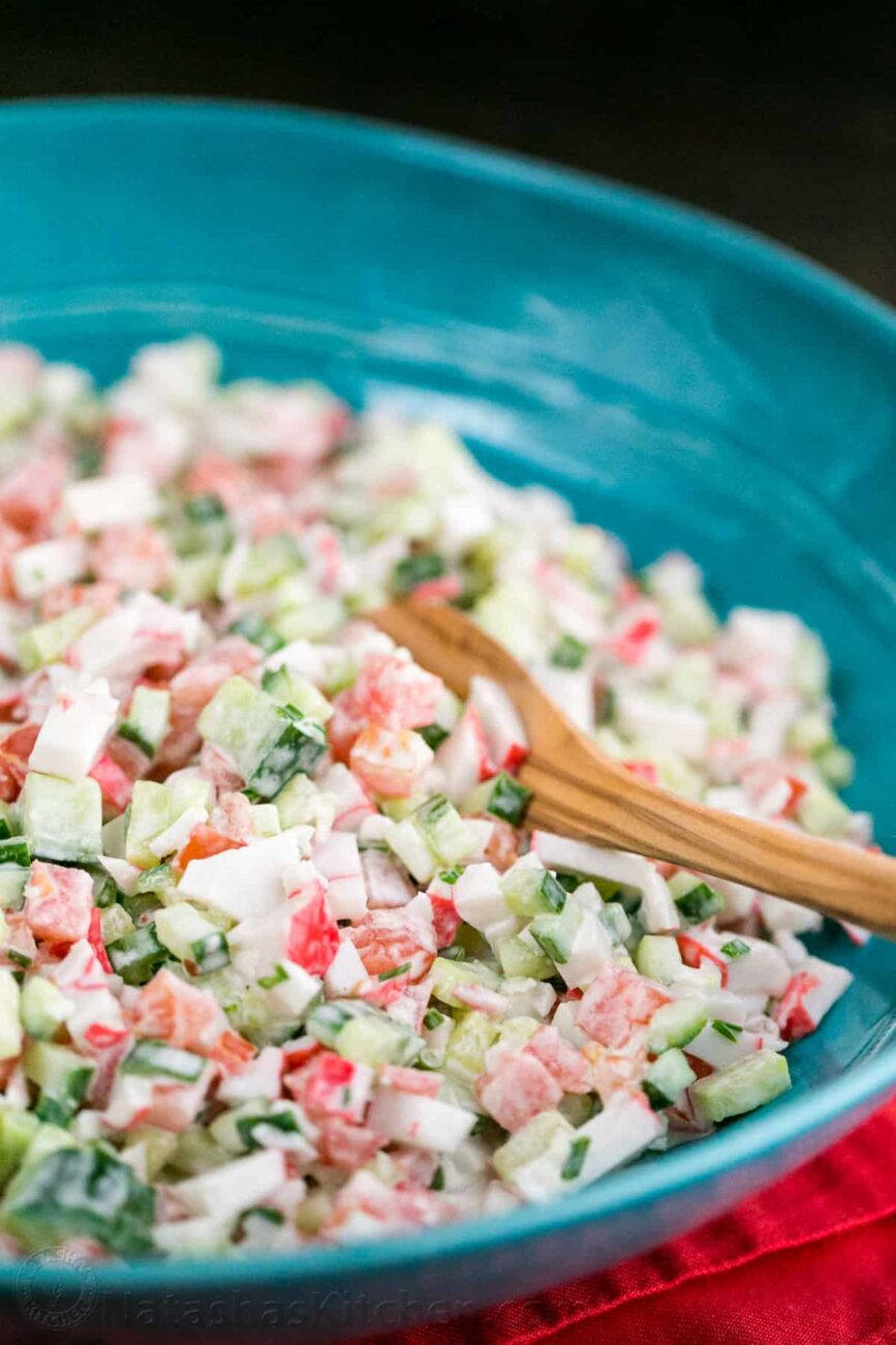 mayonnaise salad with smoked meat