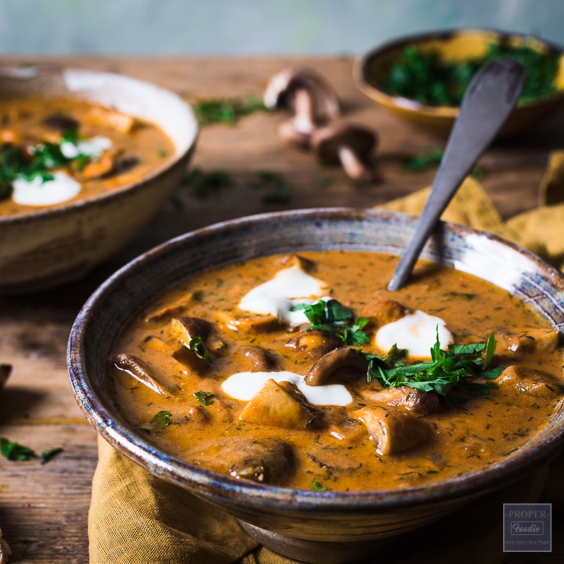 mushroom soup with plums