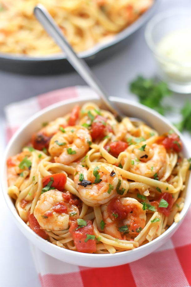 pasta with seafood and tomato wine sauce