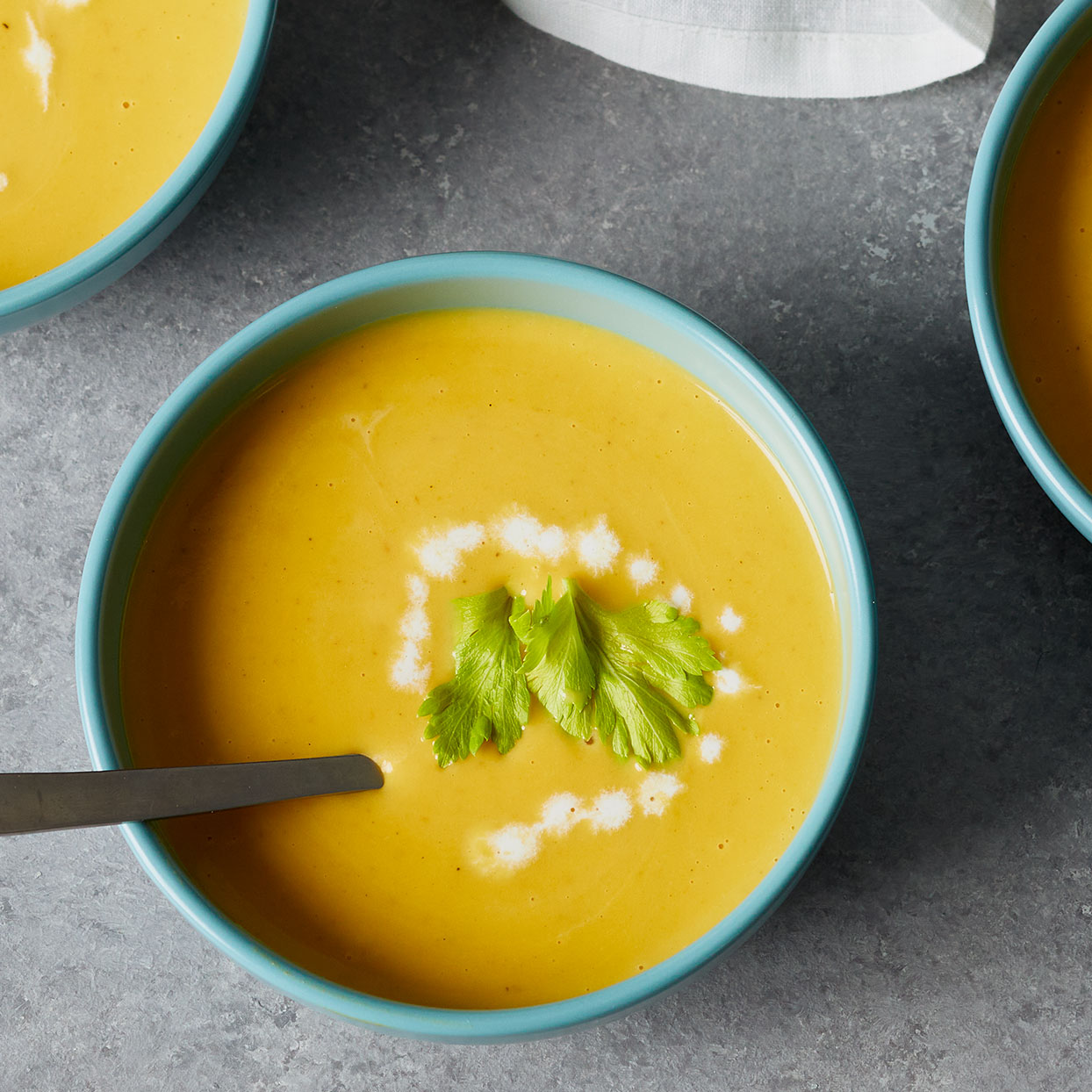 potato and sweet potato soup with melons