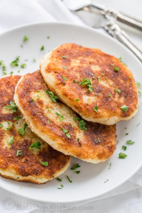 potato pancakes stuffed with chicken saute