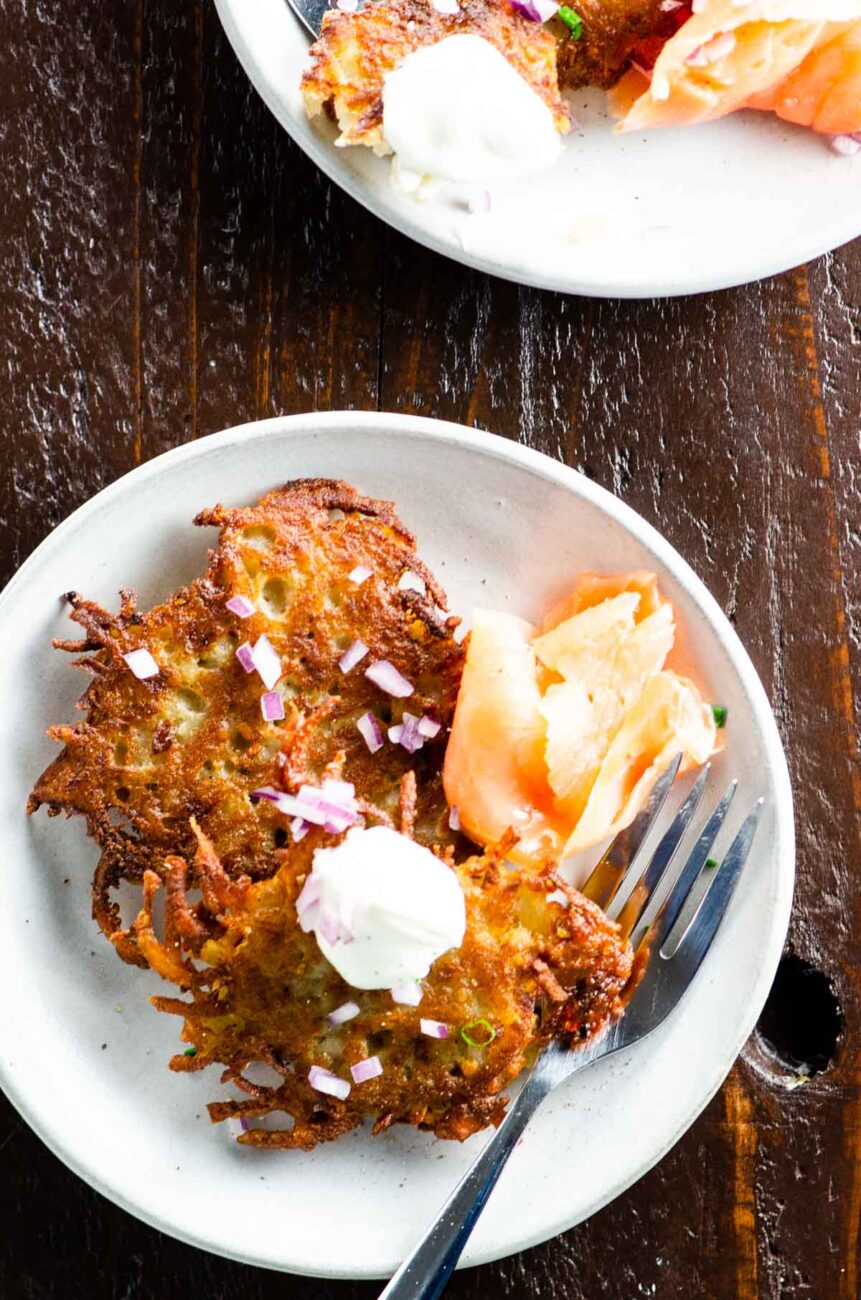 potato pancakes with salmon