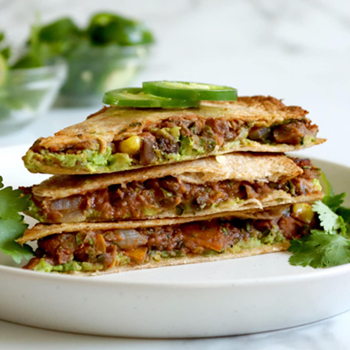 quesadilla vegetarian style with mushrooms and a piece of slovakia