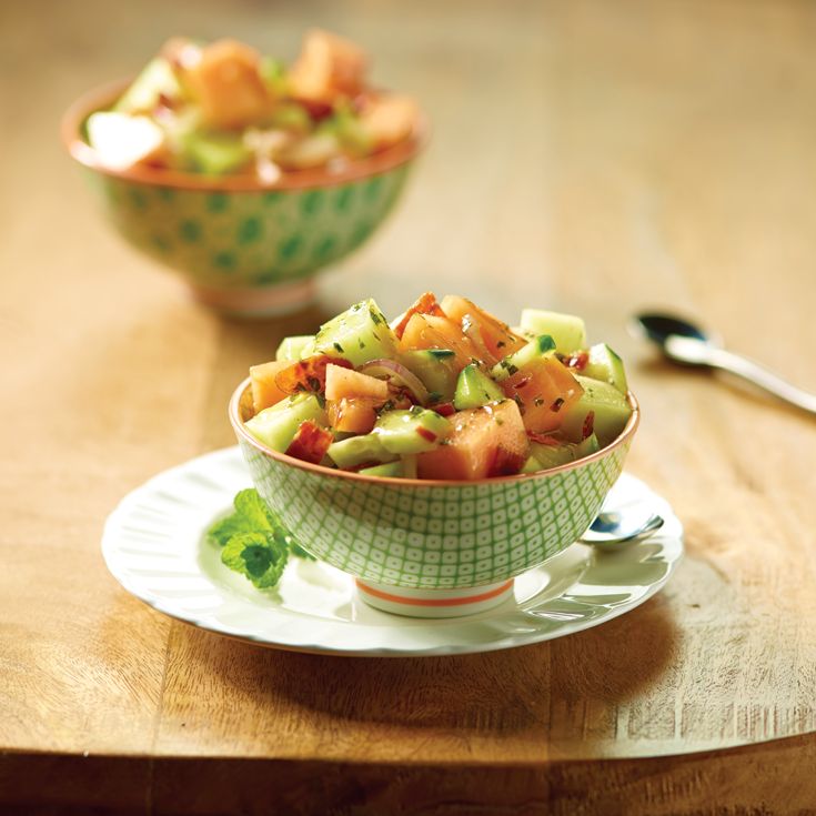 refreshing salad with yellow melon