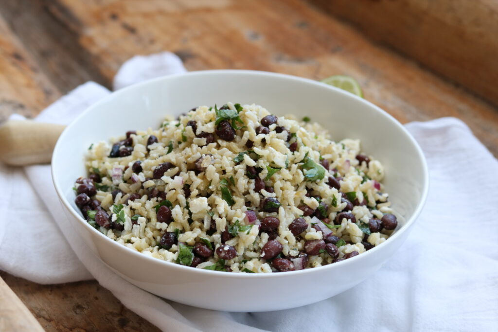 salad with beans and black rice