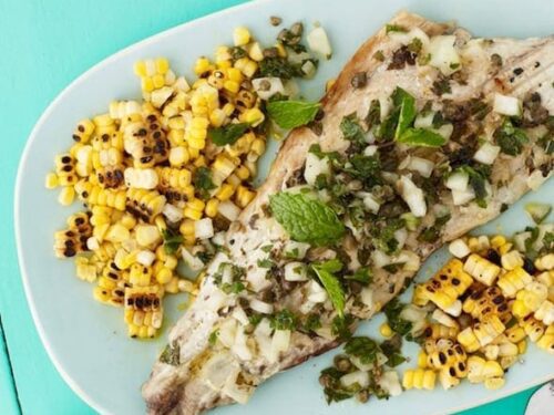 salad with fish and corn