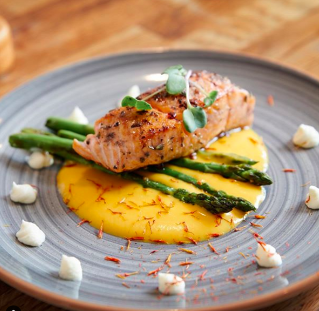 salmon with celery puree