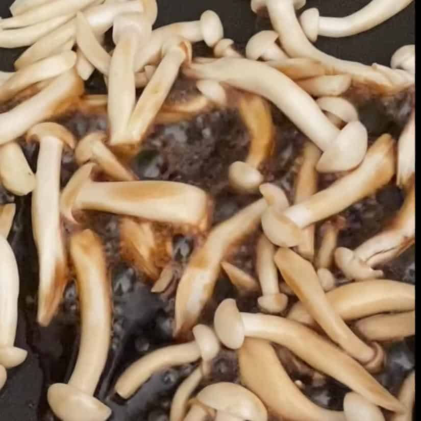 sauteed shimeji mushrooms in brine