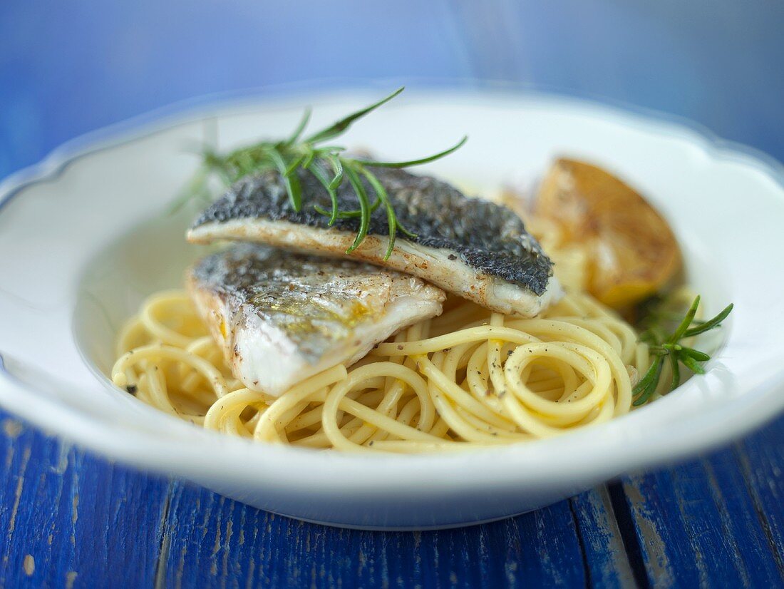 sea bass on rosemary