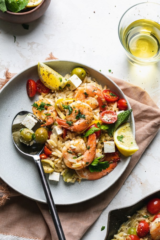 shrimps with pasta mediterranean style