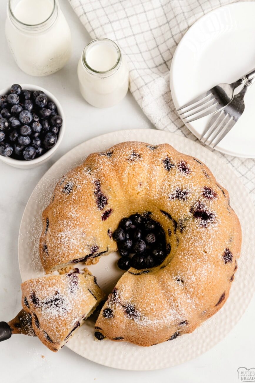 sourdough cake with poppy seeds and blueberries