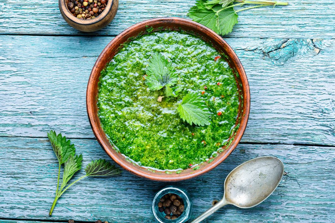 stinging nettle soup in the manner of spinach