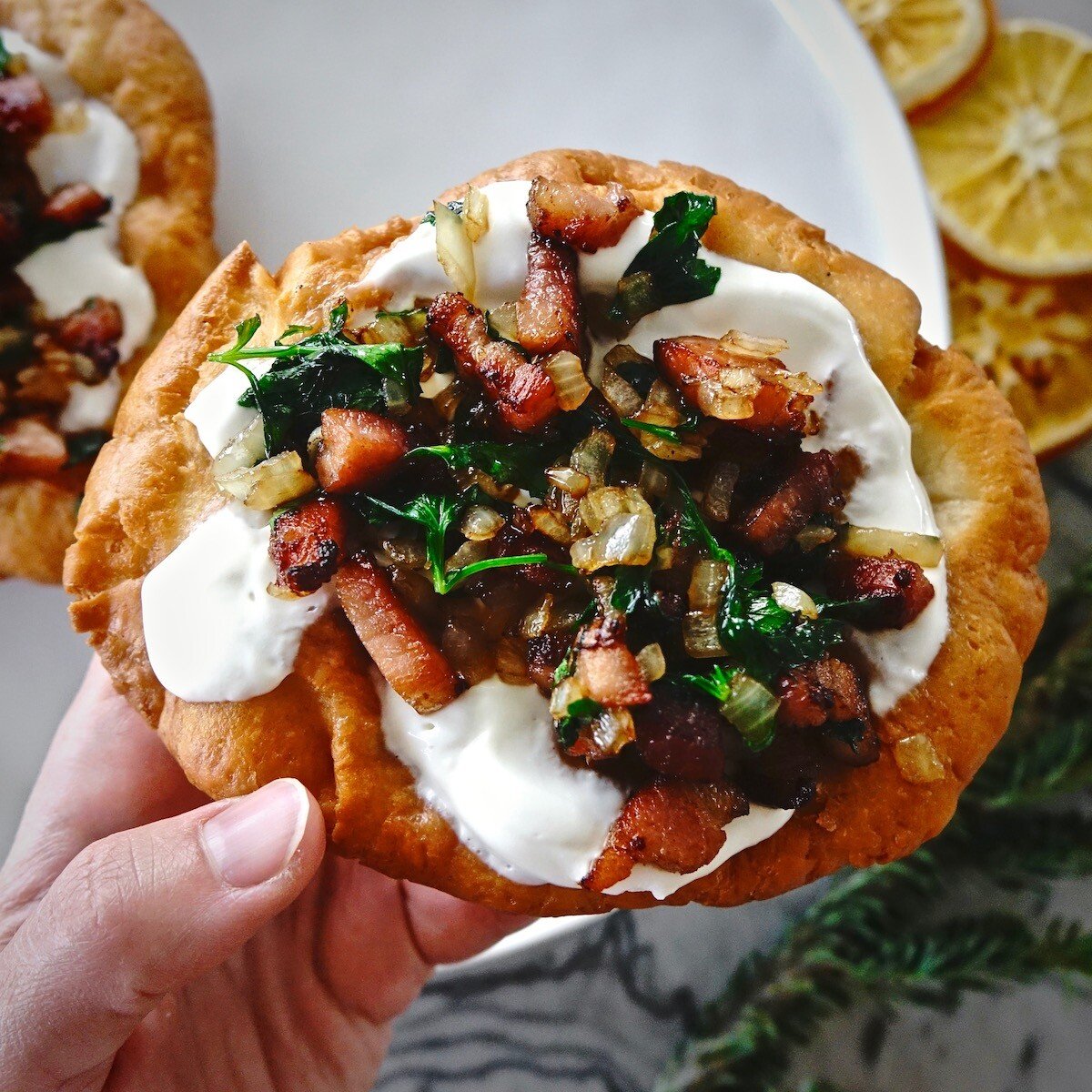 the best langos made with dough from the fridge