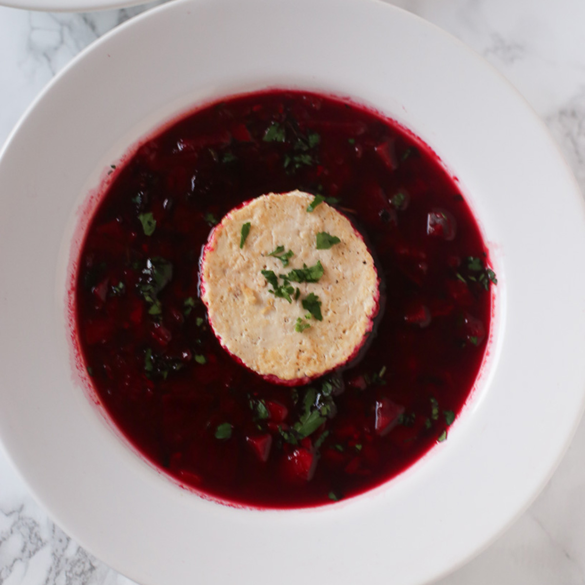 thick beetroot soup with egg