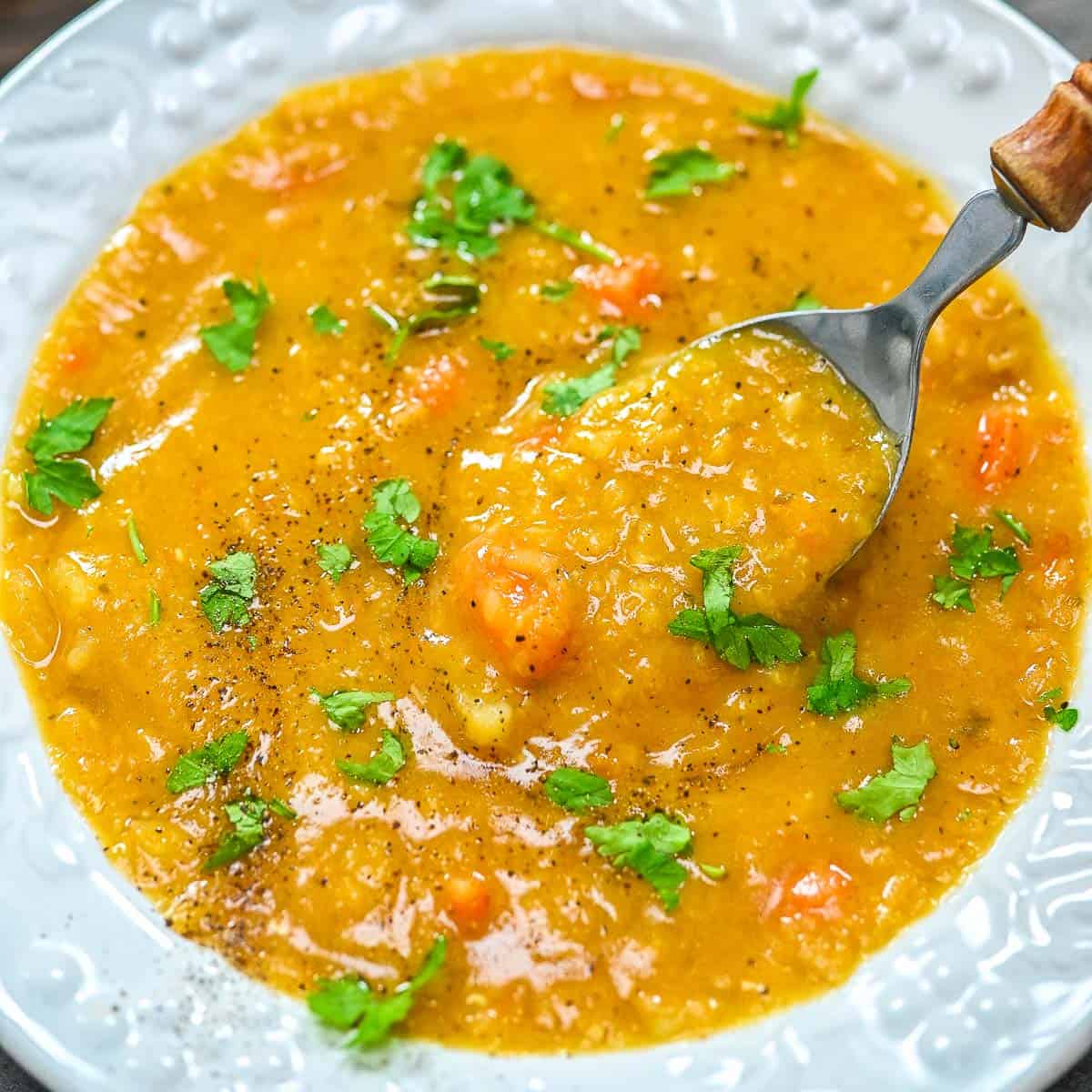 thick soup of red lentils and root vegetable recipes