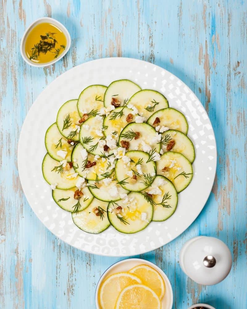 tomato carpaccio with zucchini