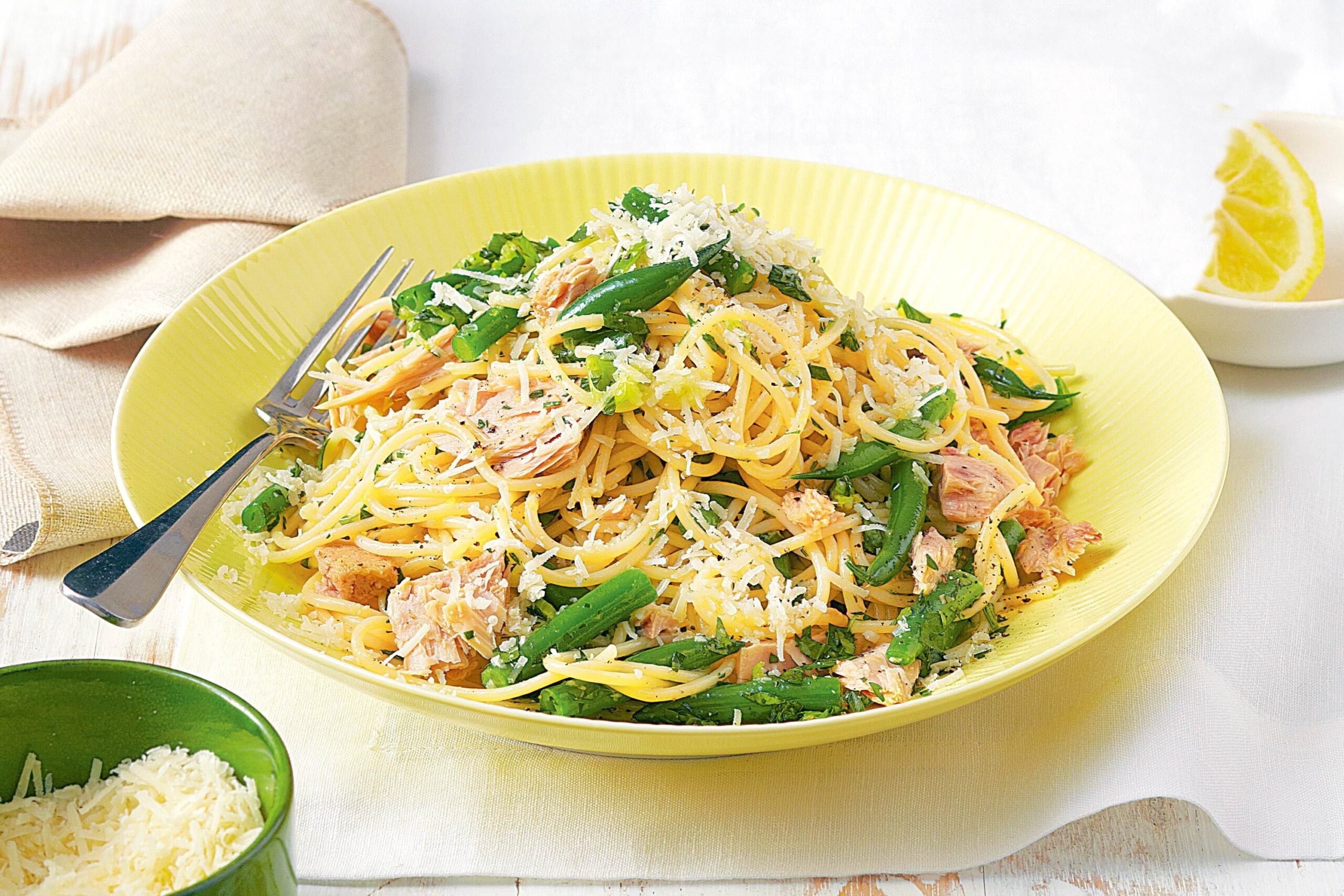 tuna spaghetti with green beans and sausage scaled