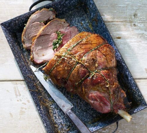 young leg of lamb laced with rosemary