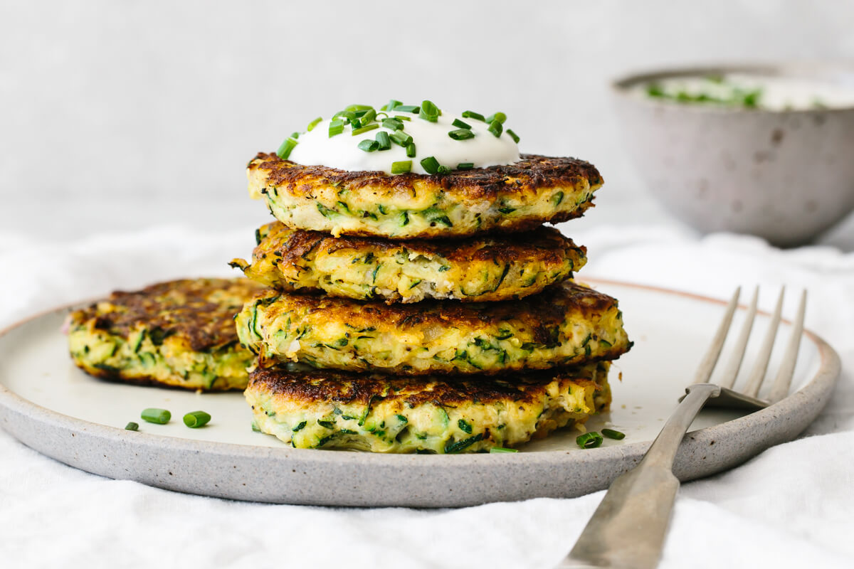 zucchini cheese pancakes from the oven