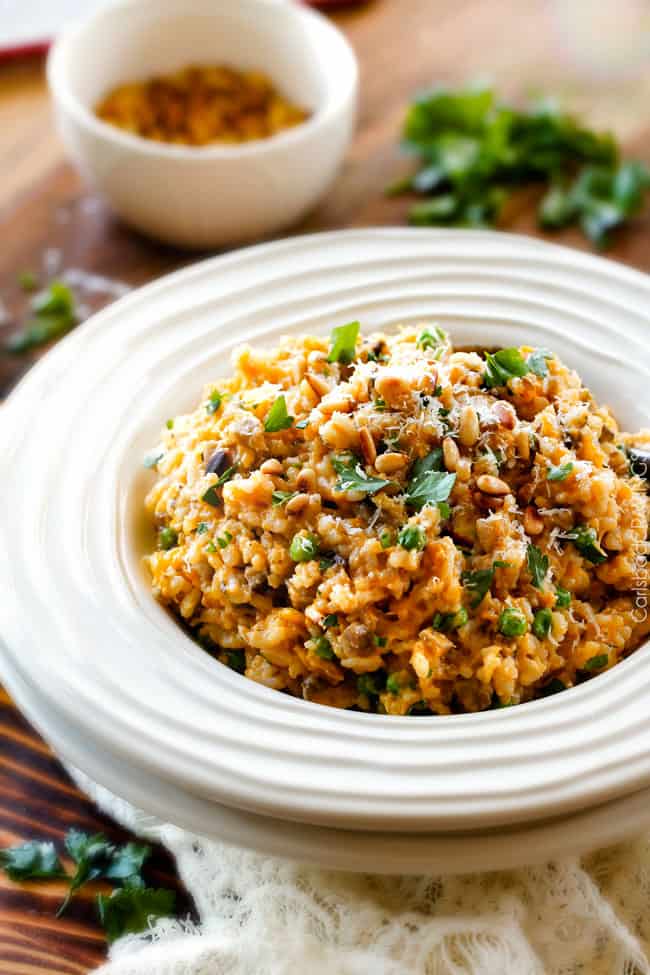 zucchini risotto with roast chicken