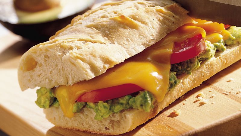 baguette stuffed with avocado