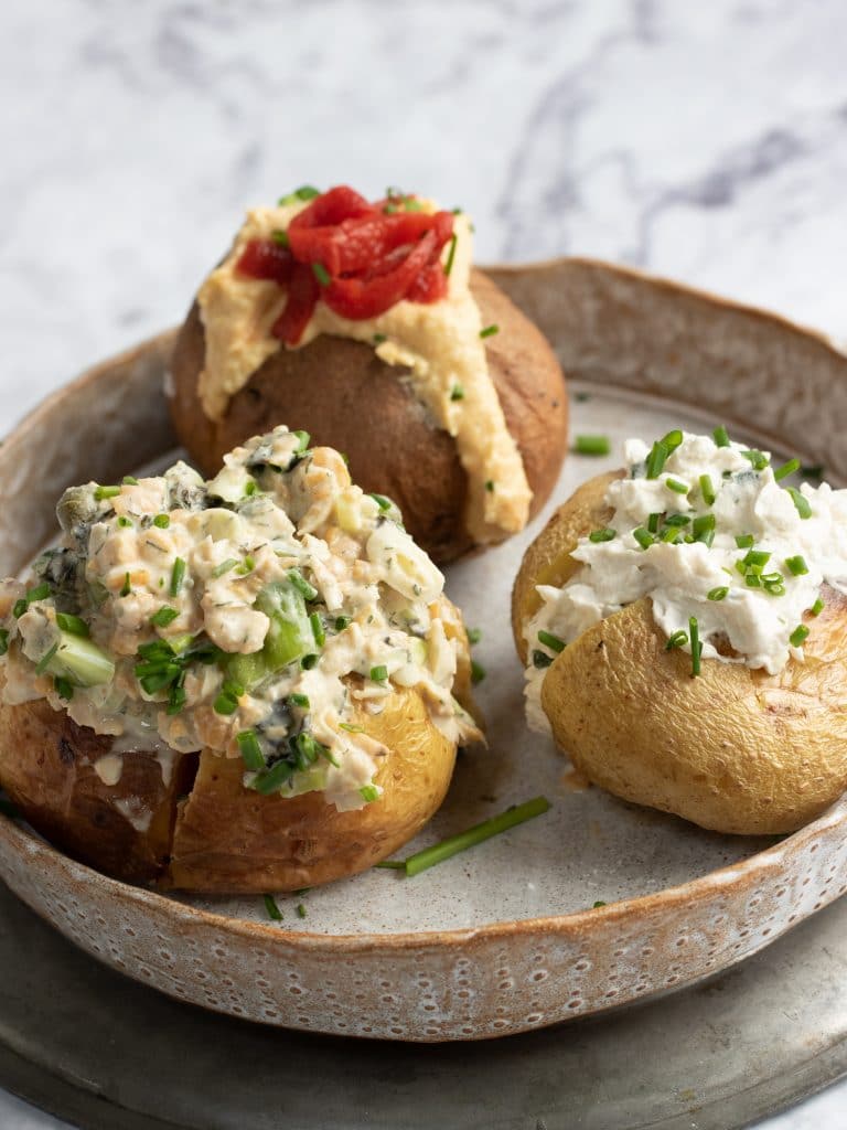 baked potatoes with coconut topping