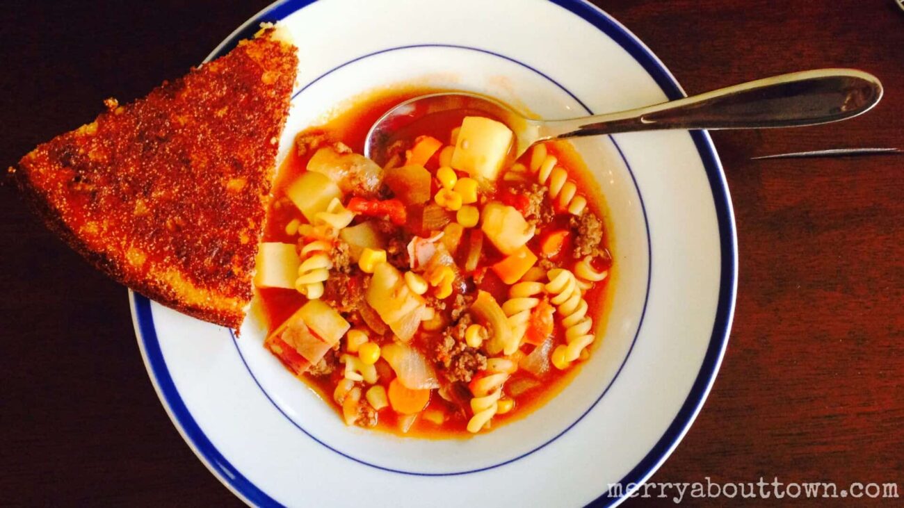 beef soup with fridata noodles