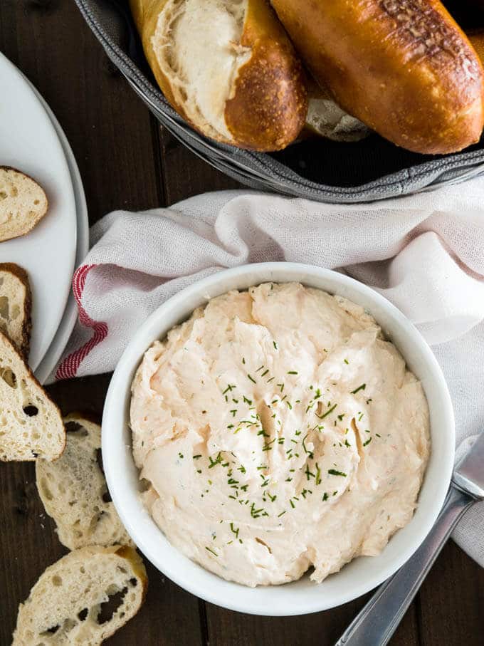 bread with salmon dip