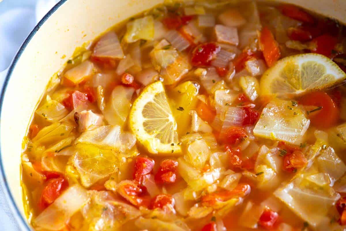 cabbage and bean soup with sausage