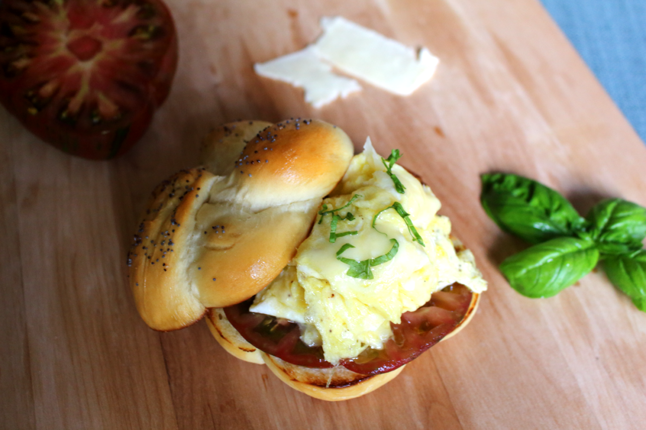 carrot egg spread with homemade kaiser