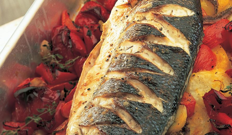 fish with roasted peppers