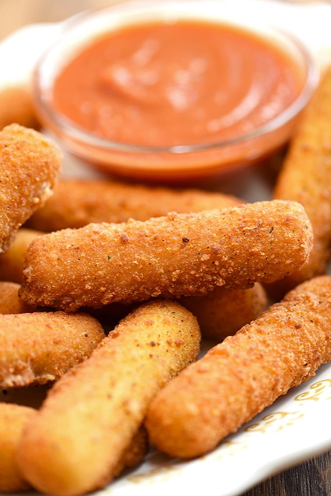 fried mozzarella with hot sauce