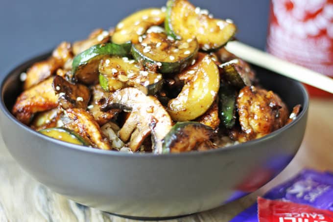 grilled mushrooms with zucchini