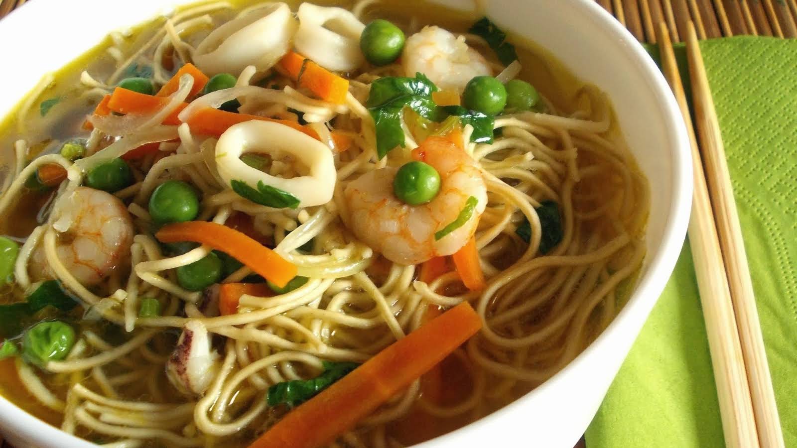 homemade noodles with cottage cheese and spring onions