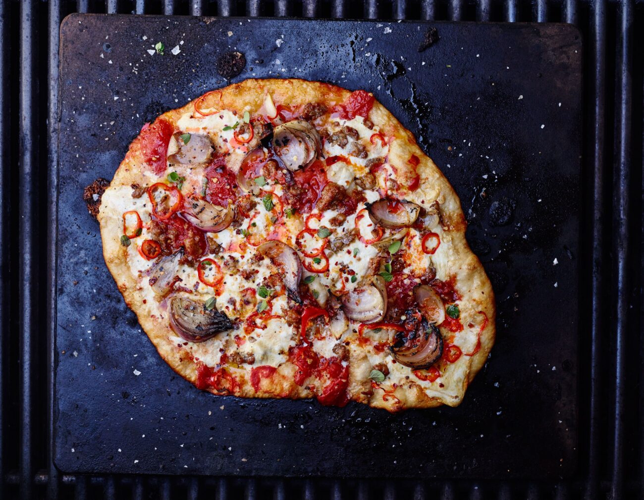 homemade pizza on the grill