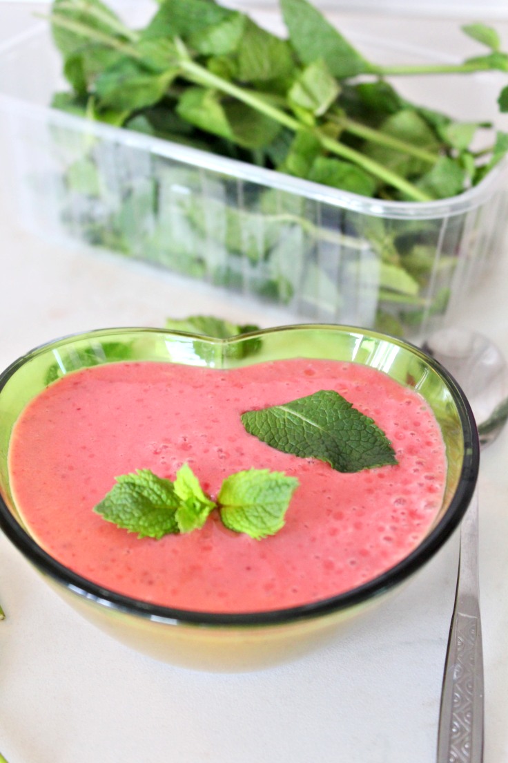 honey strawberry soup with dark honey