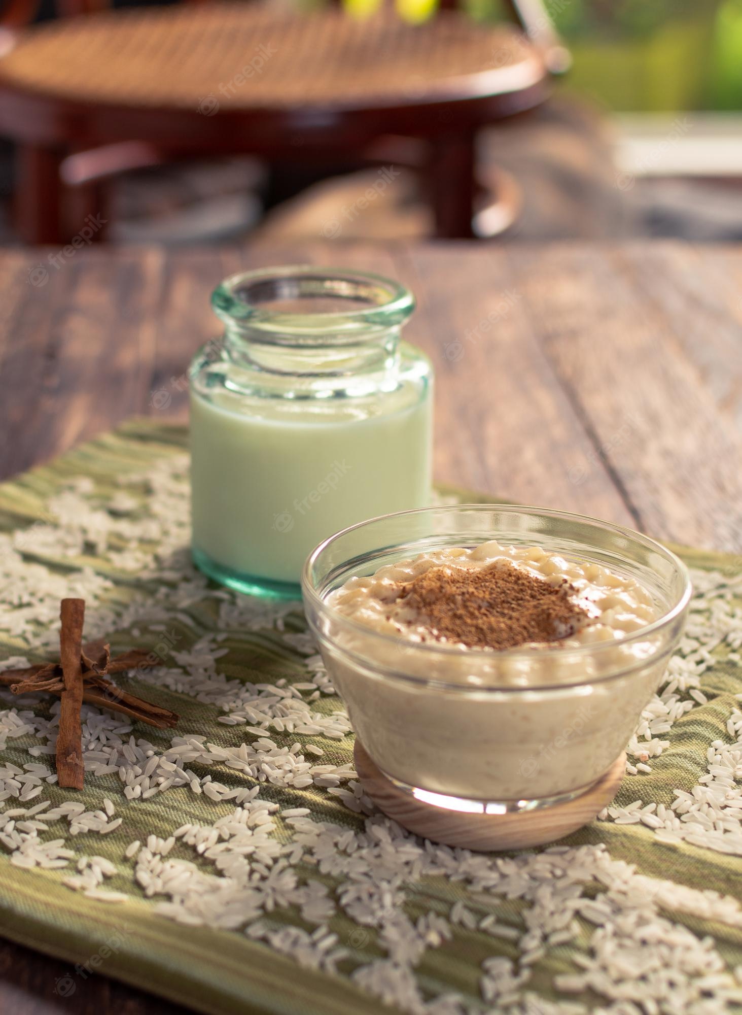 milky rice with homemade pudding