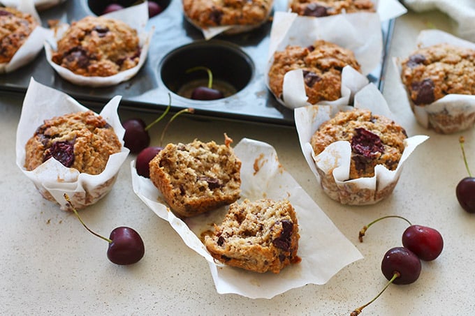 muffins with nougat and cherries