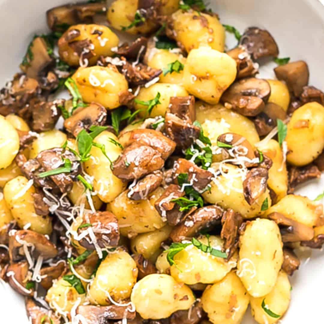 mushroom pancake with spelt gnocchi