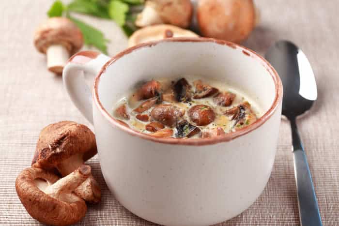 mushroom soup with lost egg