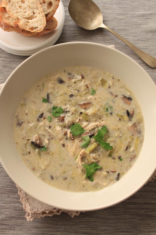 mushroom soup with new leek