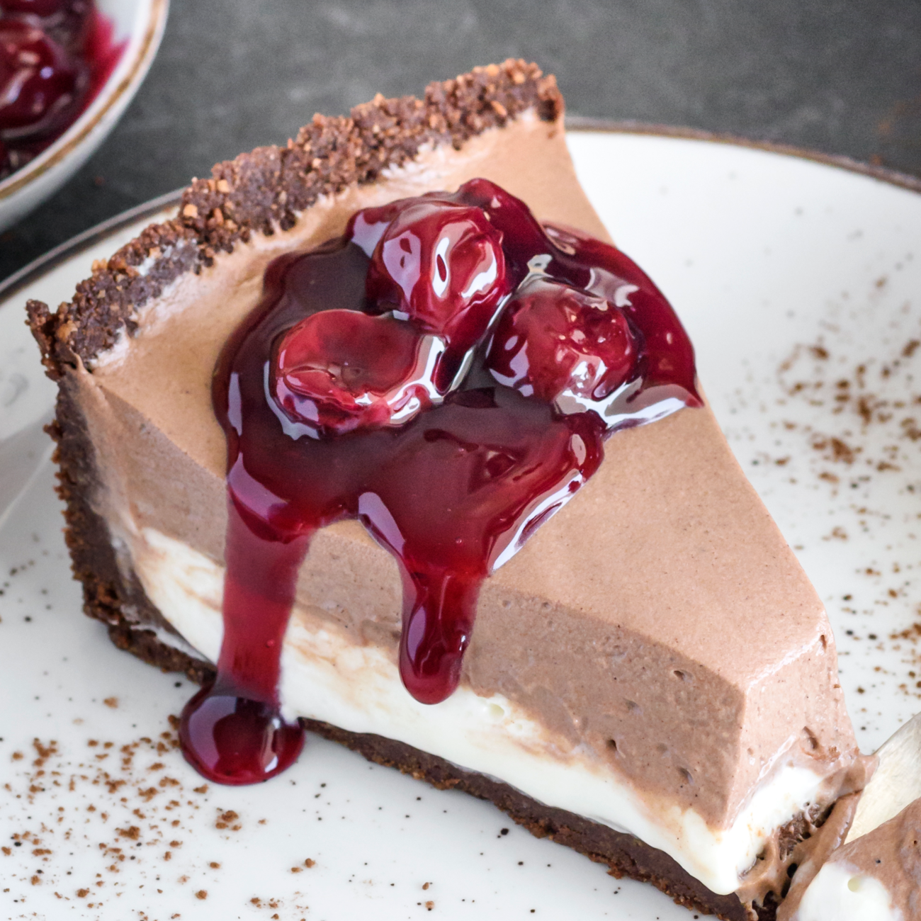 no bake cake with cherries and chocolate