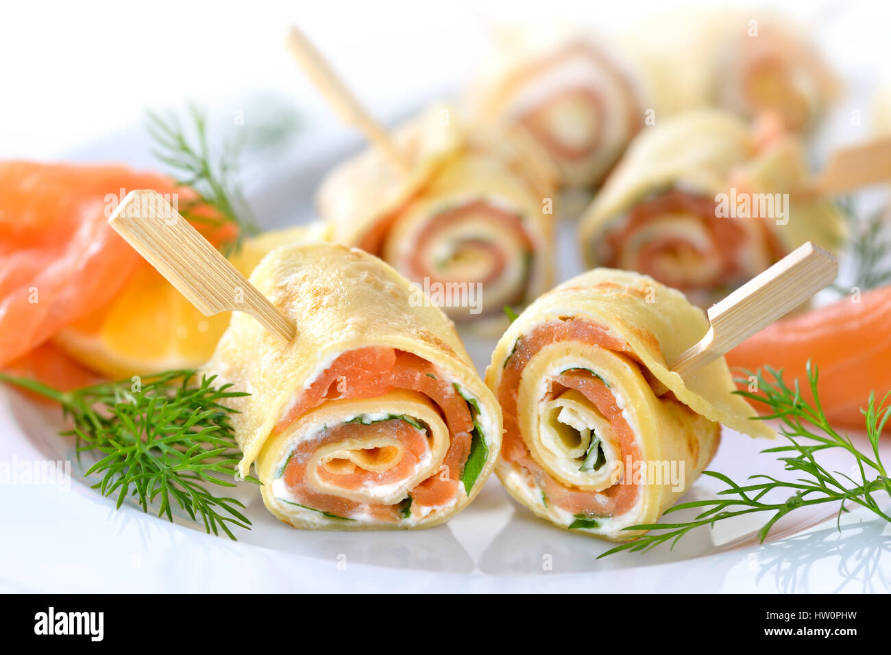 pancakes with cheese and smoked salmon