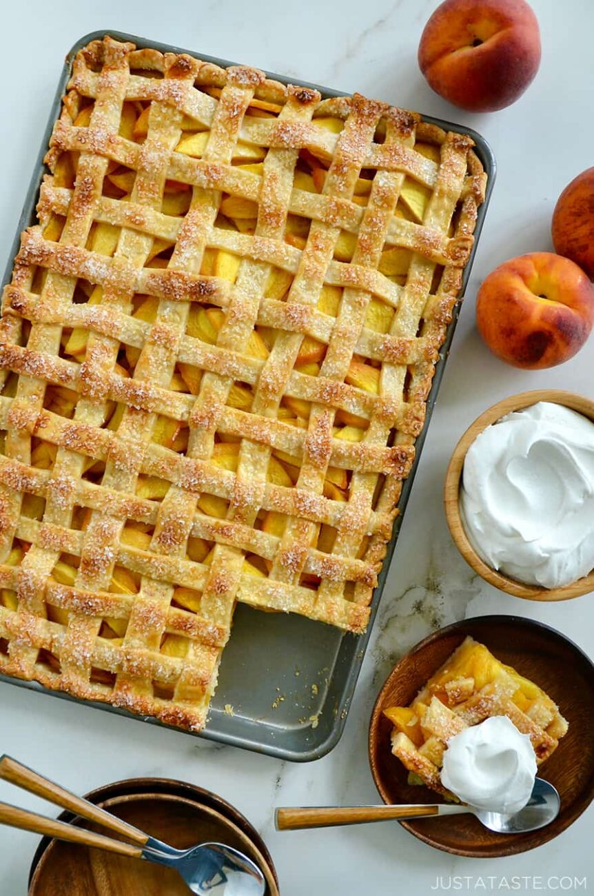 peach pie with sprinkles spoon