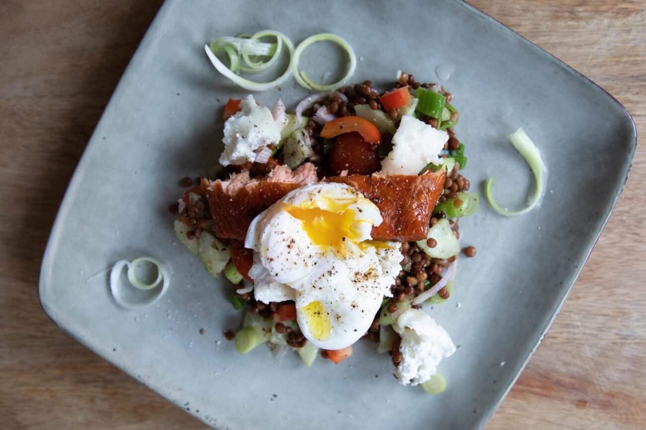 poached lentils