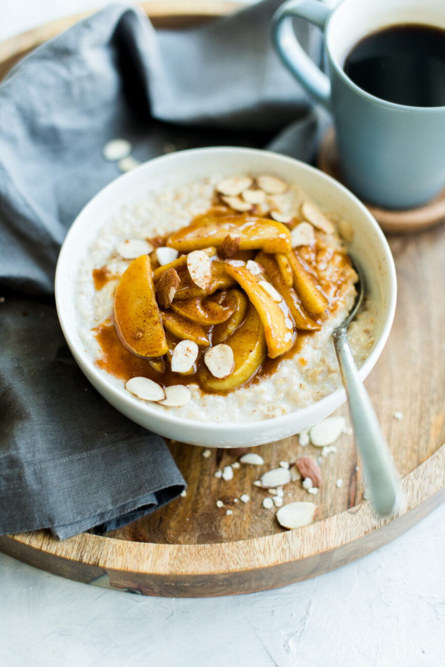 porridge with caramelised apple and almonds