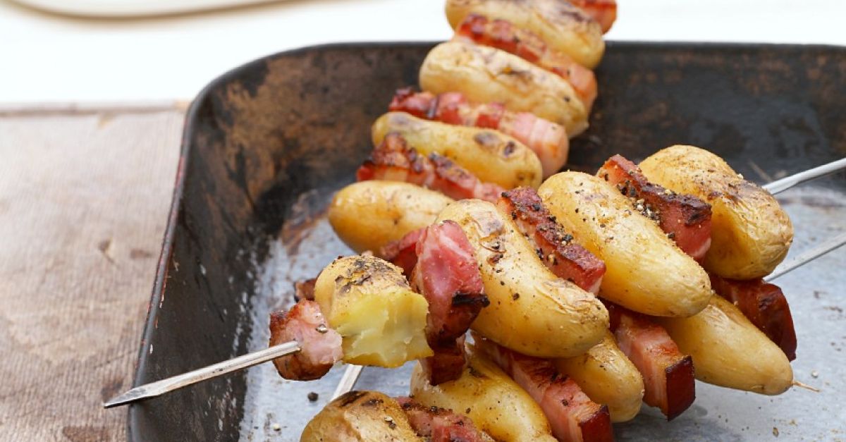 potato skewers with bacon