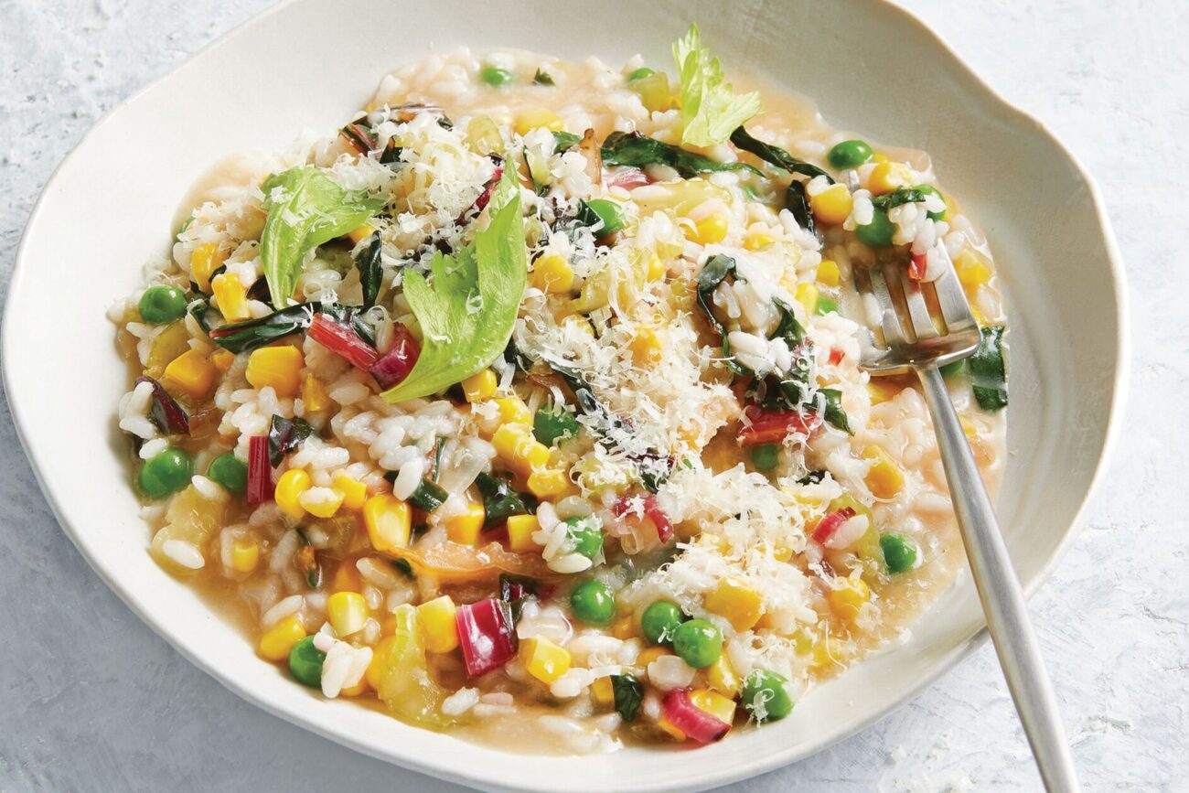 risotto with lettuce salad